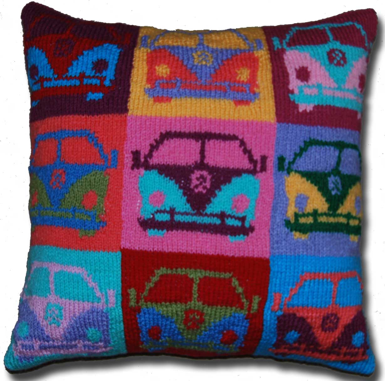 Stash busting Pop Art campervan cushion cover