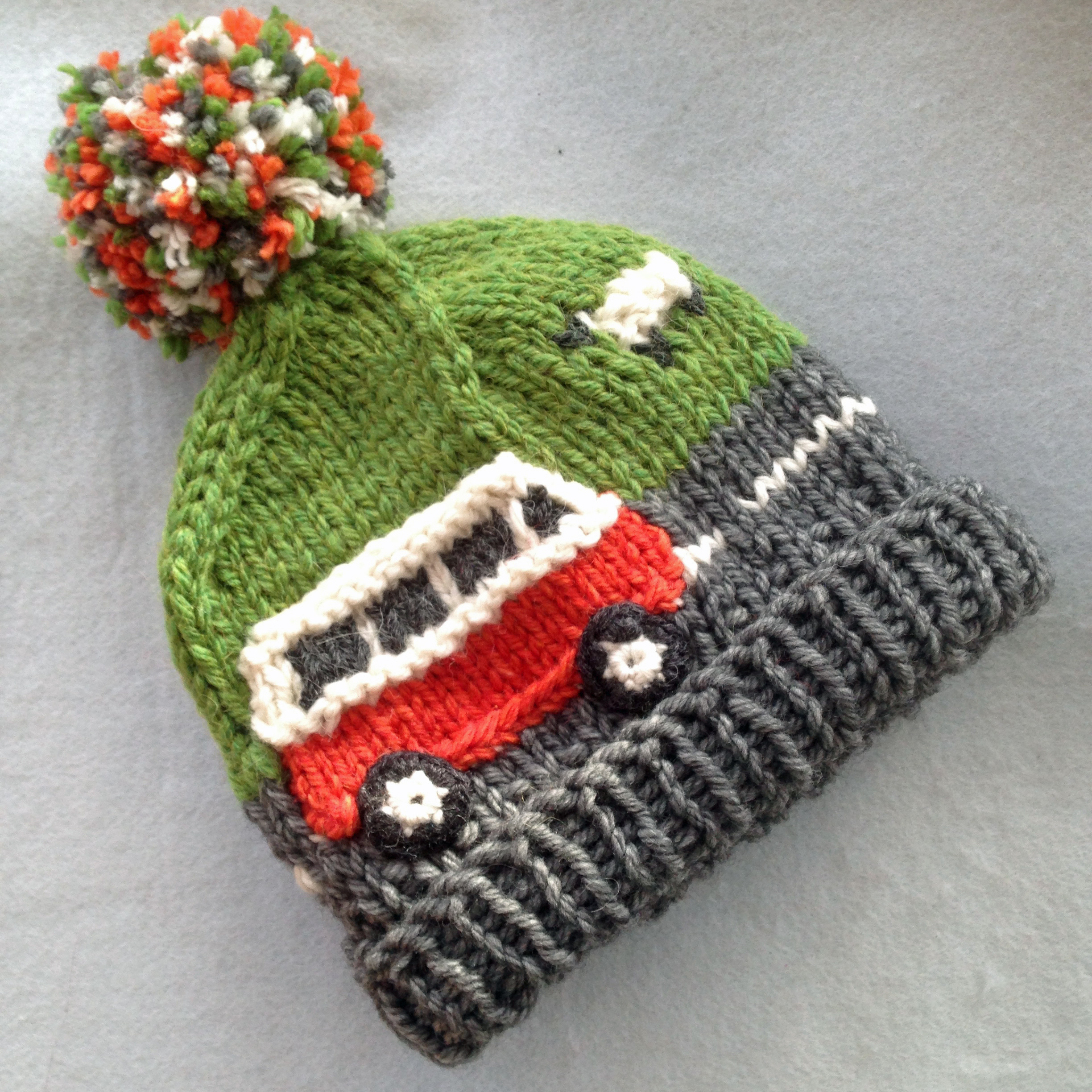 Noggin :) Super Chunky Hand Knitted Campervan Beanie Bobble Hats