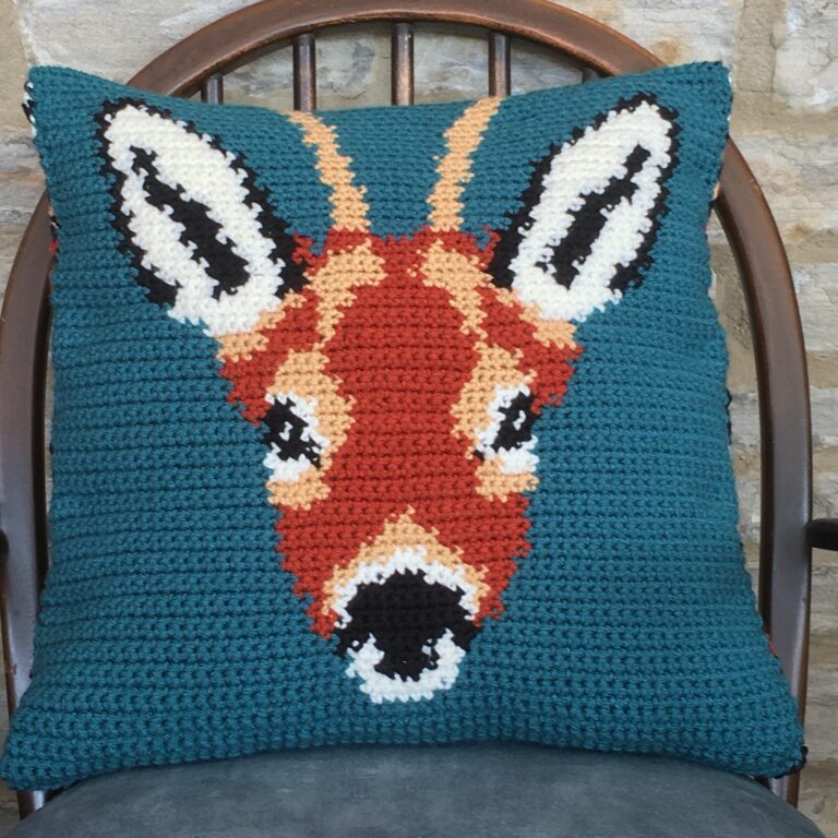 Roe Deer Crochet Cushion Cover Pattern